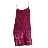 Joseph Fuchsia Pink Fully Sequined Mini Length Sleeveless Spaghetti Dress size L