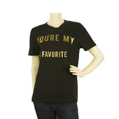 Zoe Karssen You are my Favorite Black Gold Womans T- Shirt Top - Size M