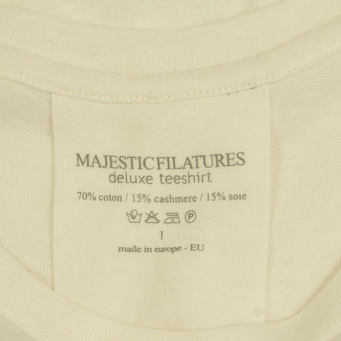 Majestic Filatures Ivory Cotton Cashmere Silk Top Short Sleeve Blouse Size 1