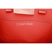 Calvin Klein Coral Gray Monogram Canvas Tote Bag Shoulder Handbag Shopper, new