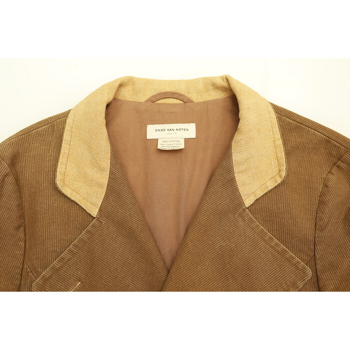 Dries Van Noten Brown Cotton Embroidered Button Closure Fitted Jacket size 40