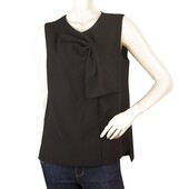 Ted Baker Black Half Bow Sleeveless Back Zipper Polyester Top - Size 2