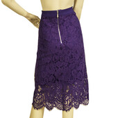 Gaudi Purple Cotton Lace Scalloped Hem Below Knee Skirt Size 48