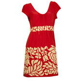 Tibi 100% Silk Red & Floral Cap Sleeve Scoop Neckline Mini Dress size 6