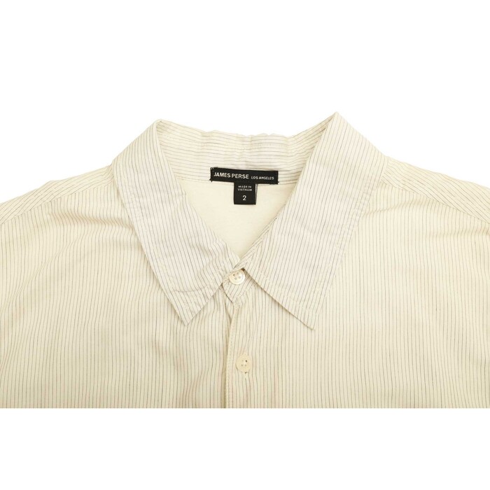 James Perse White Black Stripes Cotton Button Down Lined Shirt Top size 2