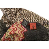 Missoni Gray Multicolor Zig Zag Metallic Shine Knit Long Foulard Scarf Shawl