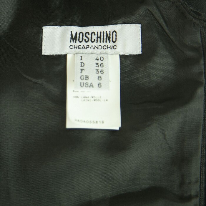 Moschino Cheap & Chic Black Knee Length Sleeveless Woolen Dress Sz 40