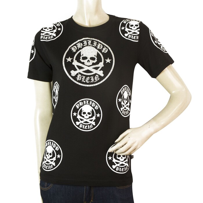 Philipp Plein Junior Black Skulls Top Cotton T - Shirt for boys or girls sz 12