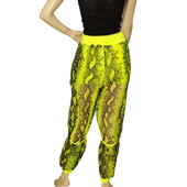 OFF-WHITE VIRGIL ABLOH NEON Yellow Snake Chiffon Track Pants Trousers size 36