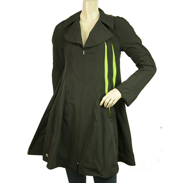 Philipp Plein Black Midi Raincoat Trench Rain Mac Jacket with lime net size S