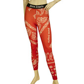 Palm Angels Red & White Floral Paisley logo Leggings trousers pants size XS