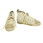 Dsquared2 Off White Leather Beige Suede High Top Lace Up Sneakers Shoes 36.5