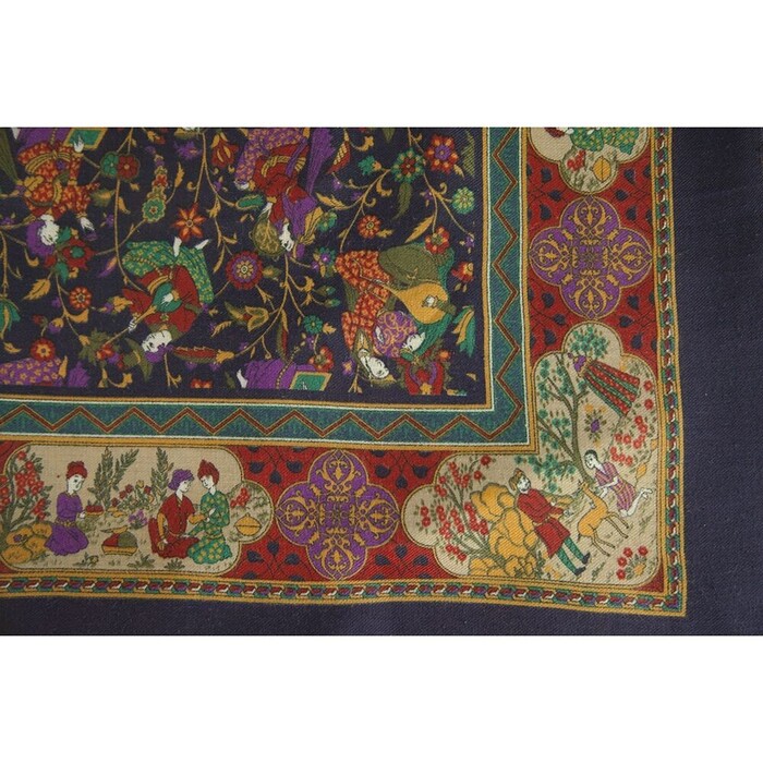Oriental Multicolor Square Foulard Scarf Colorful Print, superb