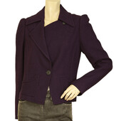 Dries Van Noten Purple Woolen Single Button Blazer Fitted short Jacket size 38