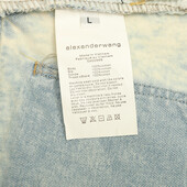 Alexander Wang Blue Denim Jeans Crystal Logo Strap Raw Cut Shorts size L