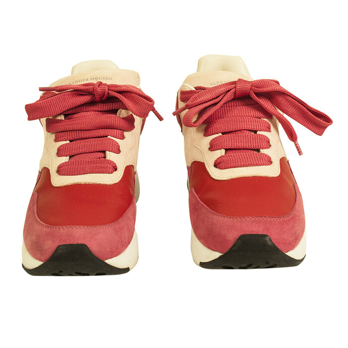ALEXANDER MCQUEEN Oversized Runner Low-Top Sneakers JOEY Red & baby pink size 37,5