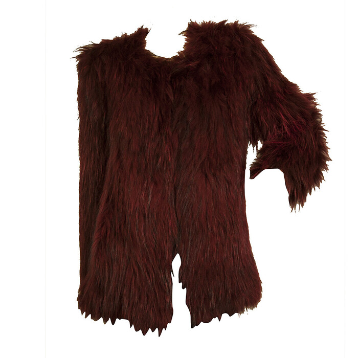 Sunrise 100% Raton Laveur Racoon Deep Red Fur Collarless Jacket Coat size M