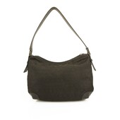 RoccoBarocco Black Signature Logo canvas shoulder bag Hobo Handbag