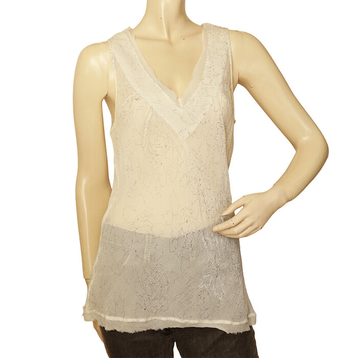 Day Birger & Mikkelsen Off White Beaded Tank Vest Sleeveless Top - Size 40