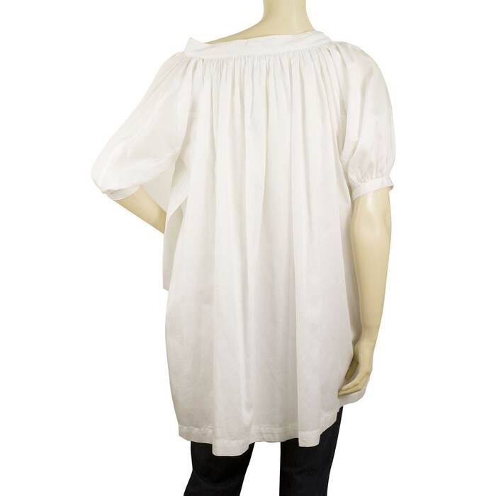 See by Chloe White Cotton w. Small Pleats Tunic Top Oversize Blouse size 38