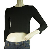 Alice + Olivia Black Viscose with Back & Side Zippers Cropped Top Size XS