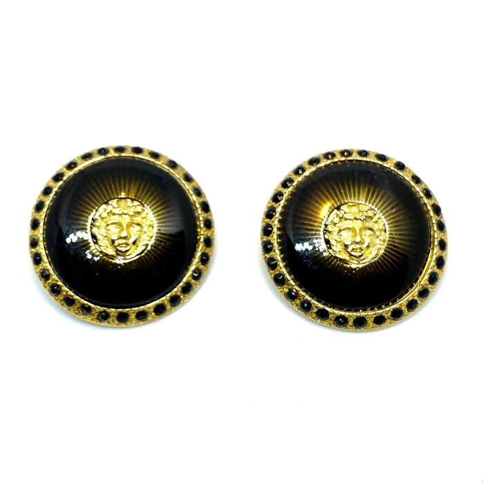 Versace Vintage Medusa Head Shank Button with Brown color lacquer forming rays