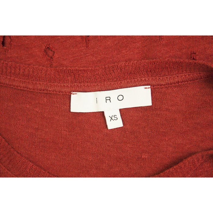 IRO Clay Red Linen Short Sleeve T-shirt Top with Holes size XS