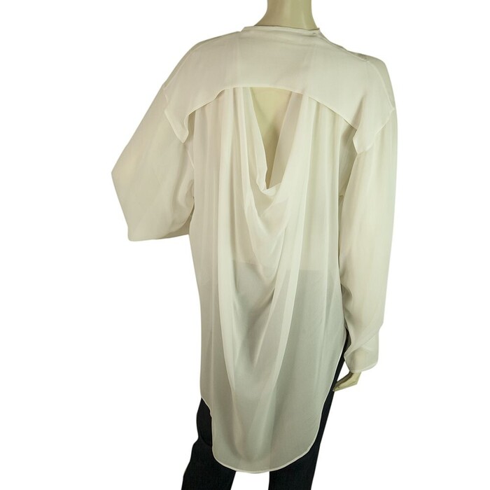 Isabel Benenato Ivory See Through Sheer Silk Shirt Top Open Back Blouse size 40