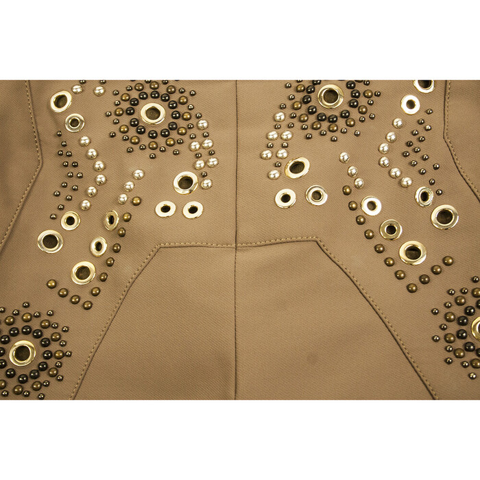 Elisabetta Franchi Beige Brown Studded High Waist Leggings Trousers Pants sz 40