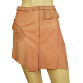 Plain Sud Pink Leather & Suede Asymmetric Hook & Eye Closure Mini Skirt Size 40