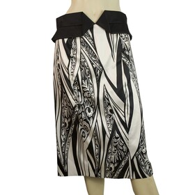 Just Cavalli Black &amp; White Floral Print Below Knee Length Skirt Size 44