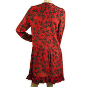 Zadig & Voltaire Remus Floral Print Red Black Ruffled 100% Silk Mini dress sz S