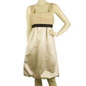 Vera Wang Maids Bridesmaids Beige Black Belt Tulle Bust Bubble Hem Dress Size 10