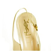 NEW Yves Saint Laurent YSL Tribute TRIBTOO gold leather Slingback Heels 40