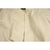 Versace White Cotton Blend Lace Trimming Collarless Hook & Eye Front Coat sz 48