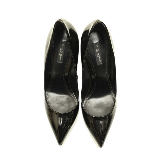 Dolce & Gabbana Black Patent Leather Pointed Toe Pumps High Heels Shoes - Sz 40