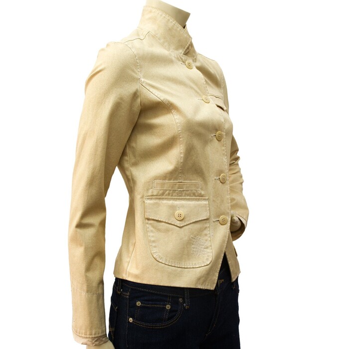 Women's Earl Jeans Beige Fitted Button Front Short Jacket Size P