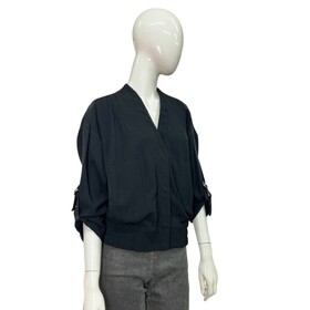 Helmut Lang Black Rayon Fashion Bomber Lightweight Jacket size S/P