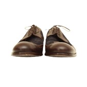 Louis Vuitton Men's Blue Suede Brown Leather Brogues Oxfords Lace Up Shoes 8