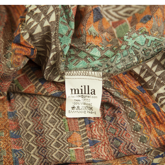 Milla Multicolor Ethnic Print Maxi Kaftan Long Summer Viscose Dress size S/M