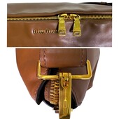 Miu Miu Large Sacca soft calf canella brown gold hardware top single handle bag