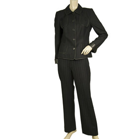 Akris Punto Woolen Blazer Jacket &amp; Striped Pants Trousers Suit Set size Fr 38