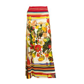 Fuzzi Multicolor Cactus Flowers Off Shoulder Top Long Maxi Skirt Set size S