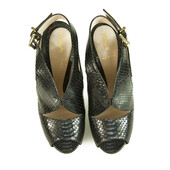 Fendi Black Snakeskin Leather Slingback High Heels Platform Pumps Shoes sz 36.5