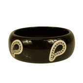 ETRO Women's wide black Paisley Rhinestone bangle bracelet