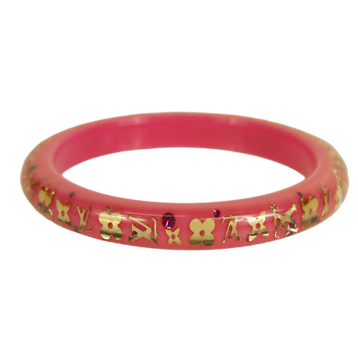 Louis Vuitton Thin Inclusion PM fuchsia with gold resin sequins bangle bracelet