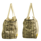 Salvatore Ferragamo cream & yellow leather plus snakeskin tote shopper bag