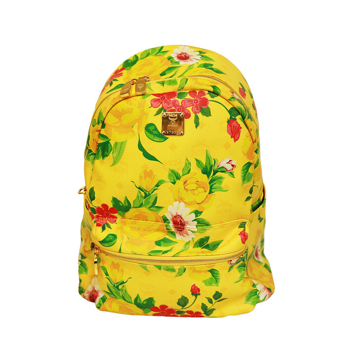 MCM Paradiso Limited edition 2014 Yellow Visetos Floral Canvas Leather Backpack