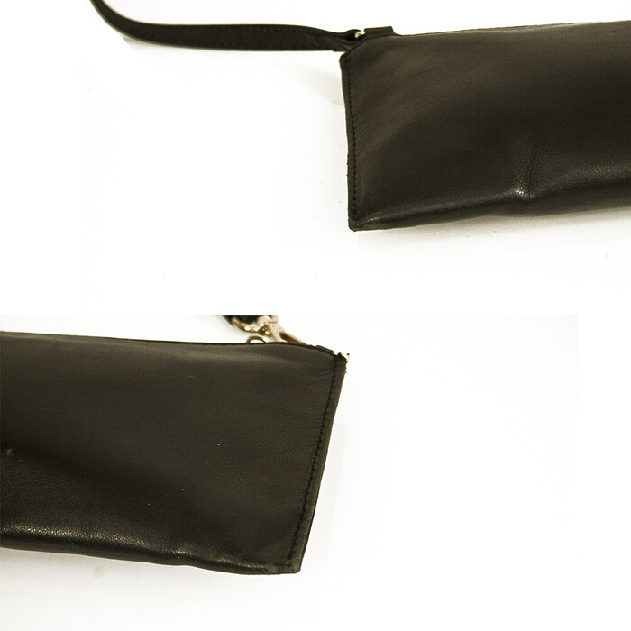 Uterque Black Leather Zip Top Small Handbag Shoulder Bag