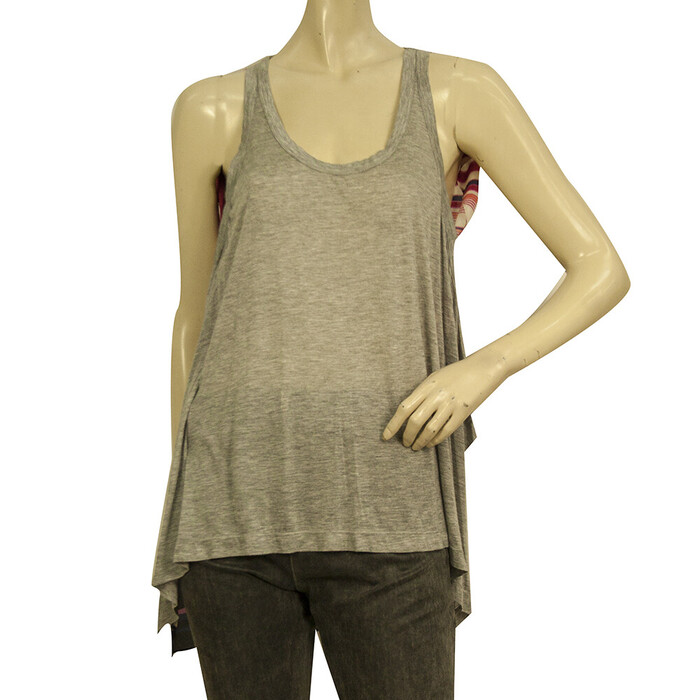 Dolce & Gabbana gray Front Multicolor Silk back Sleeveless Tank Top size 40